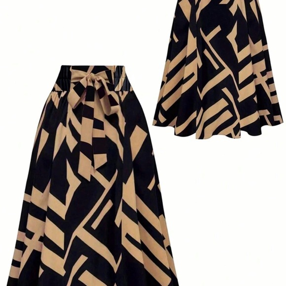 Dresses & Skirts - Elegant Black and Tan Geometric Skirt​